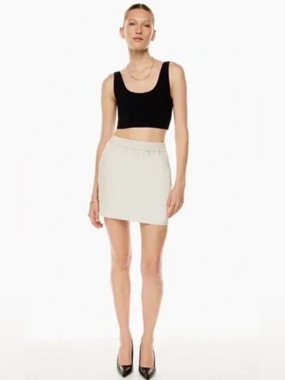 Aritzia Babaton Vegan Leather Mini Skirt size S matte pearl